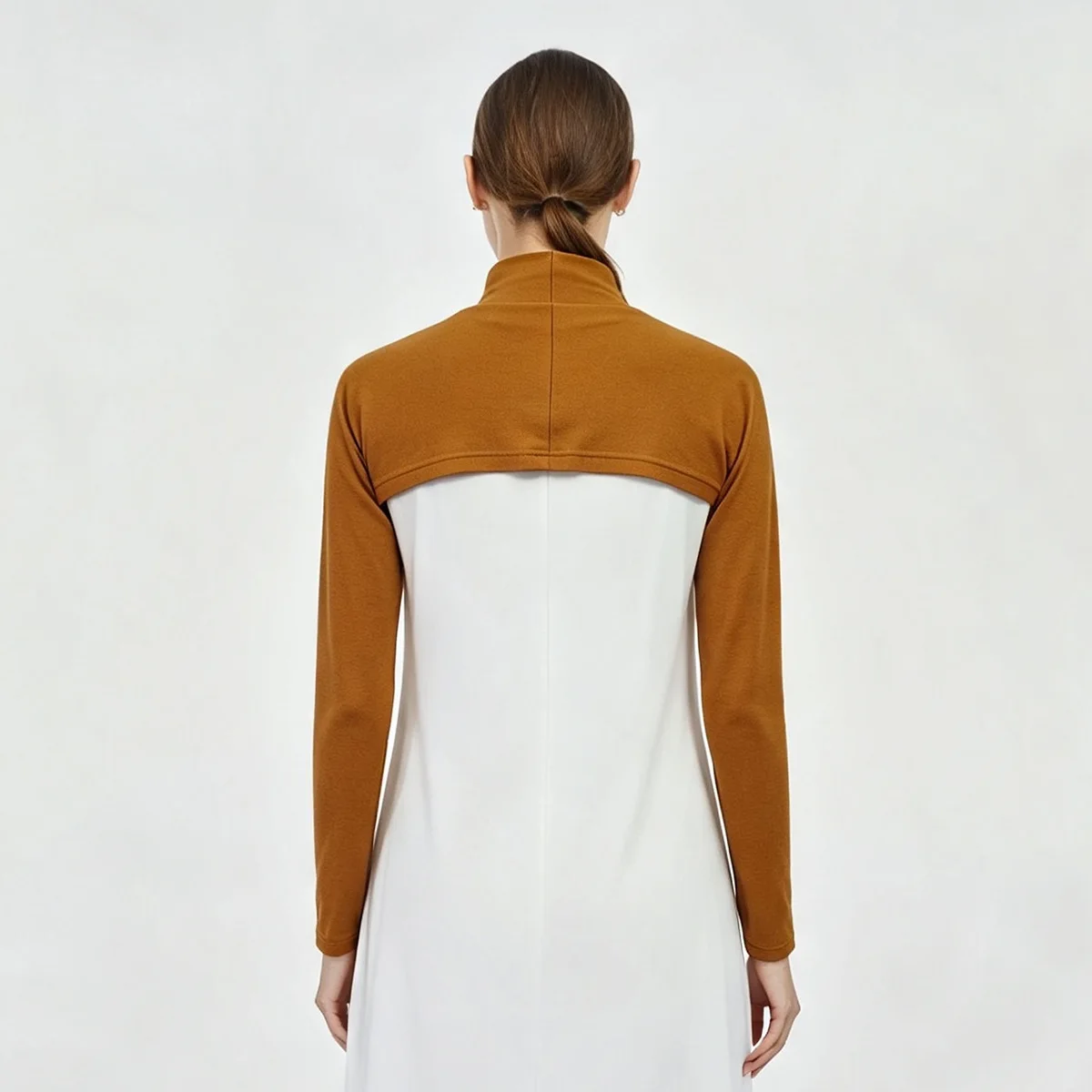 Women Solid Color Modal High Neck Shrug Cape Long Raglan Sleeve Arm Cover Top Soft Stretchy Pullover Shawl One Size Daily Wear