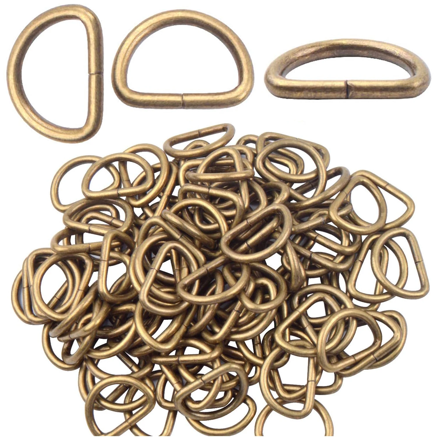 

100pcs 3/4 inch Metal Nickel Plated D Ring for Hardware Bags Ring Hand DIY Accessories