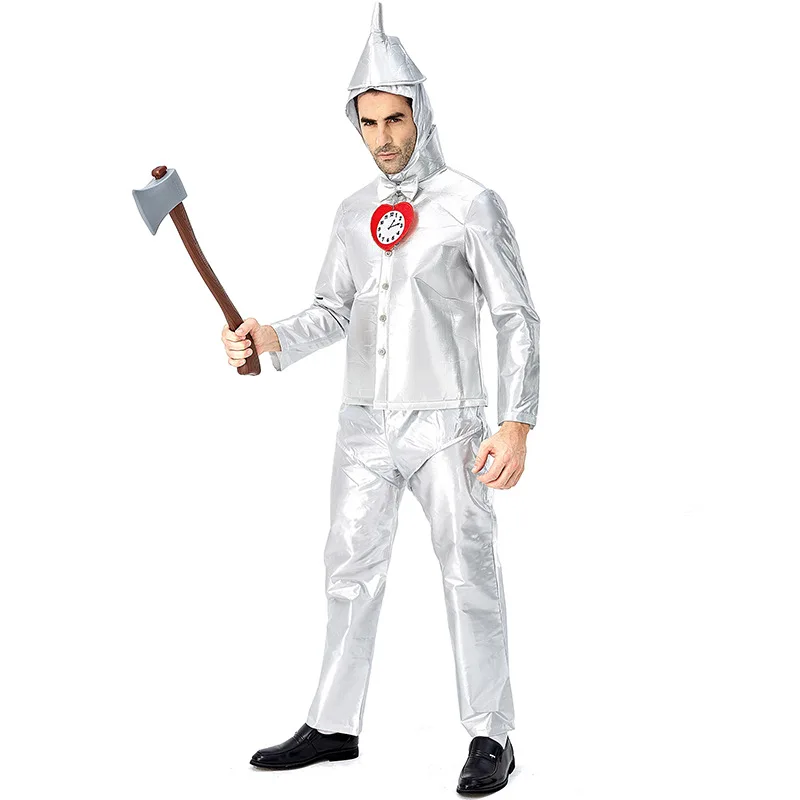 Halloween Costumes 2020 The Tin Man Man Cosplay Waterproof Clothes with Headgear Shoe Covers Silvery Hickory Costume