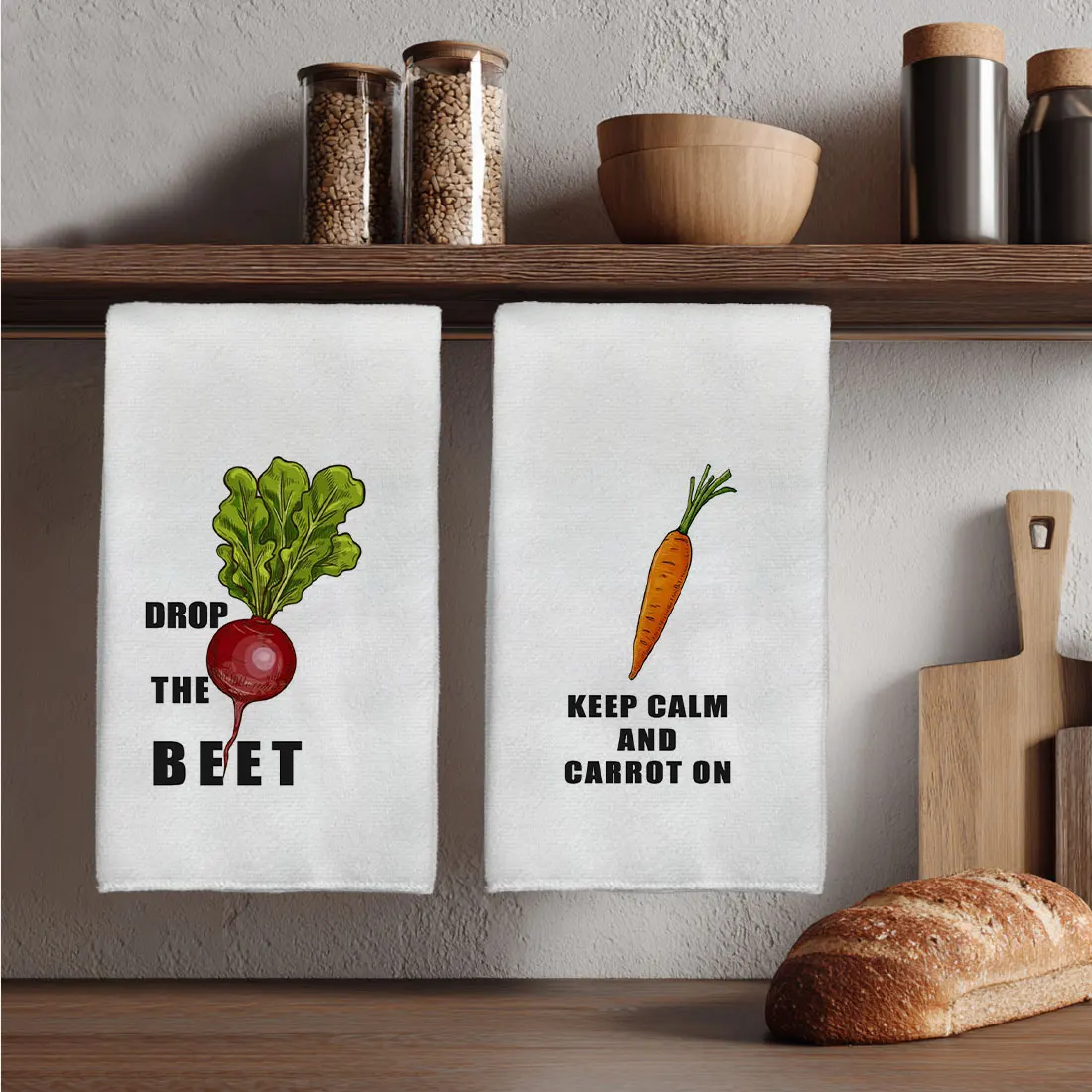 2PC kitchen towel with vegetable text pattern,40*60cm ultra-fine fiber kitchen towel, absorbent kitchen towel,kitchen decoration