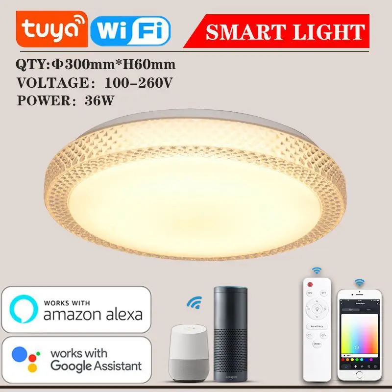 Foandbevi RGB Smart LED Ceiling Light Tuya WiFi Surface Mounted Led Ceiling Dimmable Panel Lamp Voice Control Alexa Google Home