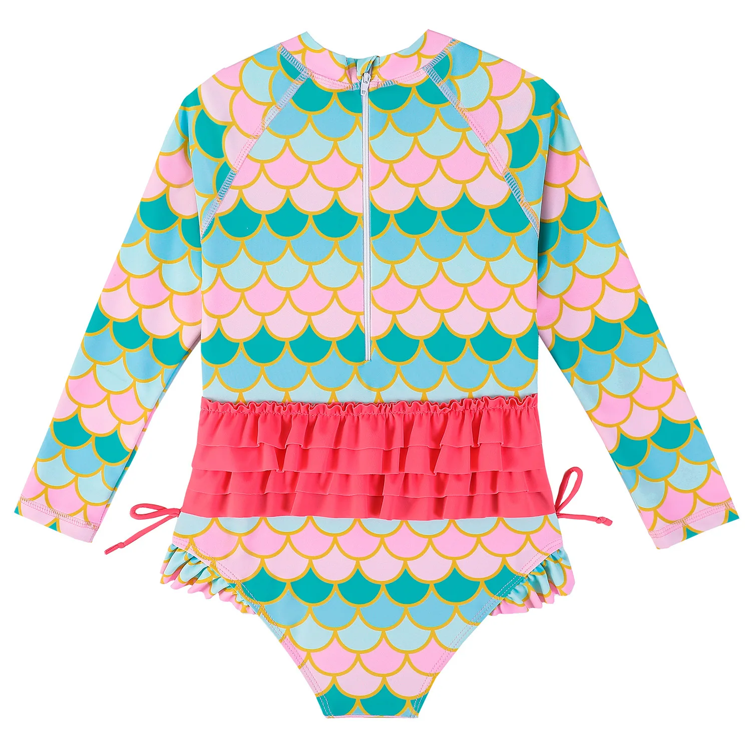 Children Swimsuits Long Sleeves Mermaids Baby Swimsuit Infant Toddler Sun Protection One-piece Bathing Suit For 1-5Years Girls