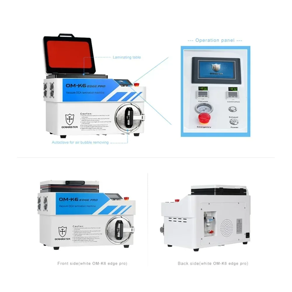 OCAmaster OM-K6 EDGE Pro Laminating Machine with 2L Vacuum Pump for IPhone for Samsung Lcd Repair Built-in Bubble Removing