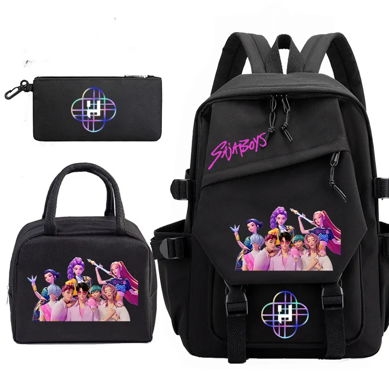 

Школьный рюкзак в стиле аниме с ланч-боксом и пеналом для мальчиков, школьные сумки с принтом для девочек, подростковые рюкзаки, студенческая сумка большой вместительности