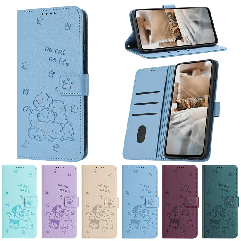 Etui For OPPO Reno12 F 3D Cat Pattern Wallet Case Oppo Reno 11 F 12 Pro 8 7 6 5 Lite 7Z 5F A95 A55 Magnetic Leather Phone Funda