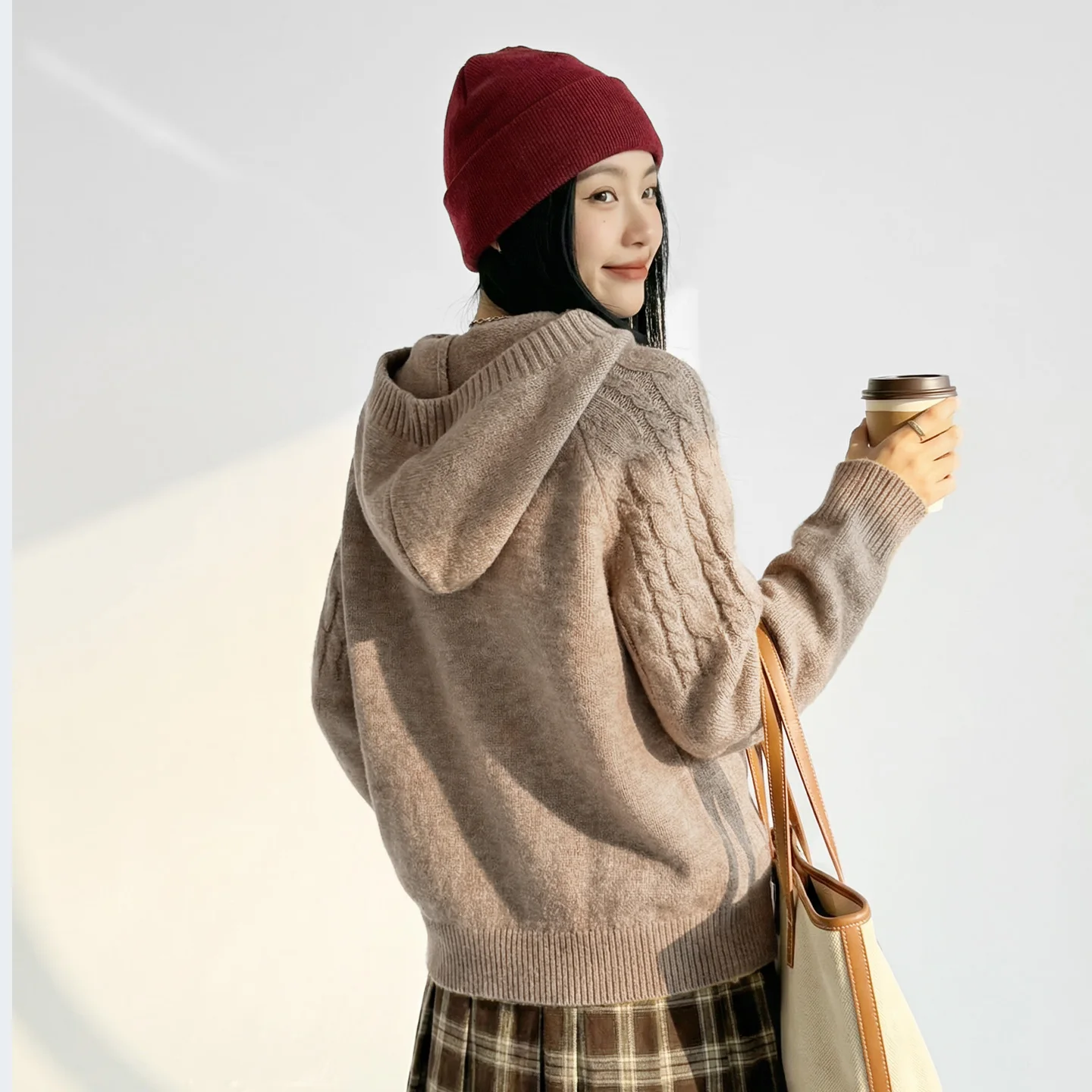 Maden suéter de punto con botones de palanca para mujer Otoño Invierno grueso cálido suelto estilo Preppy jersey prendas de vestir exteriores Top de punto Casual