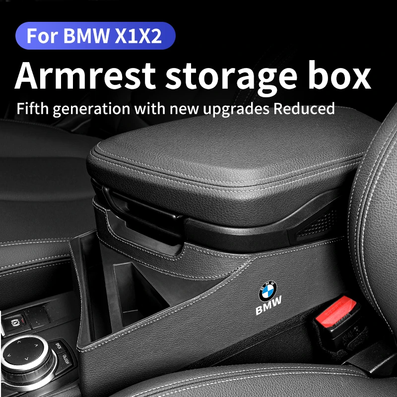 Car Central Seat Armrest Box Auto Console Storage Case Organizer Accessories For BMW X1 X2 F48 F49 F39 2016-2022 Left Hand Drive