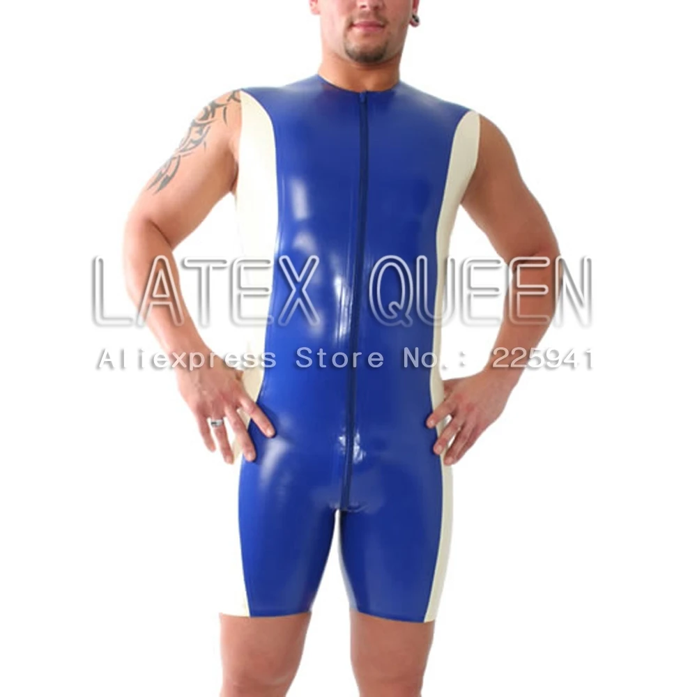 

Men's fashion sleeveless latex bodysuit maillot costume
