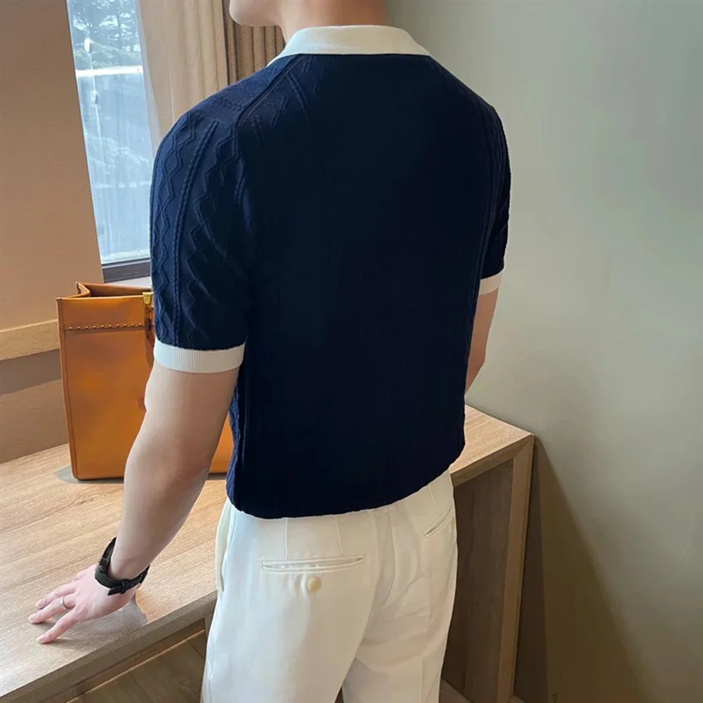 

Business Casual Fashion Streetwear Color Patchwork T-shirts Brand New Casual Style Polyester Fabric Regular Length