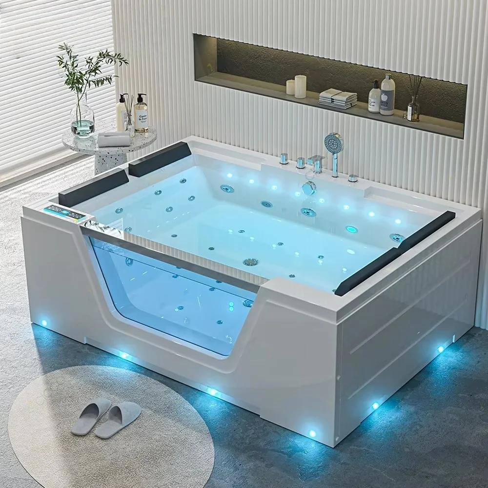 Cheap Price Bathroom 1.7m Rectangle Acrylic Massage Bath Tubs Whirlpool And Air Bubble Bathtub