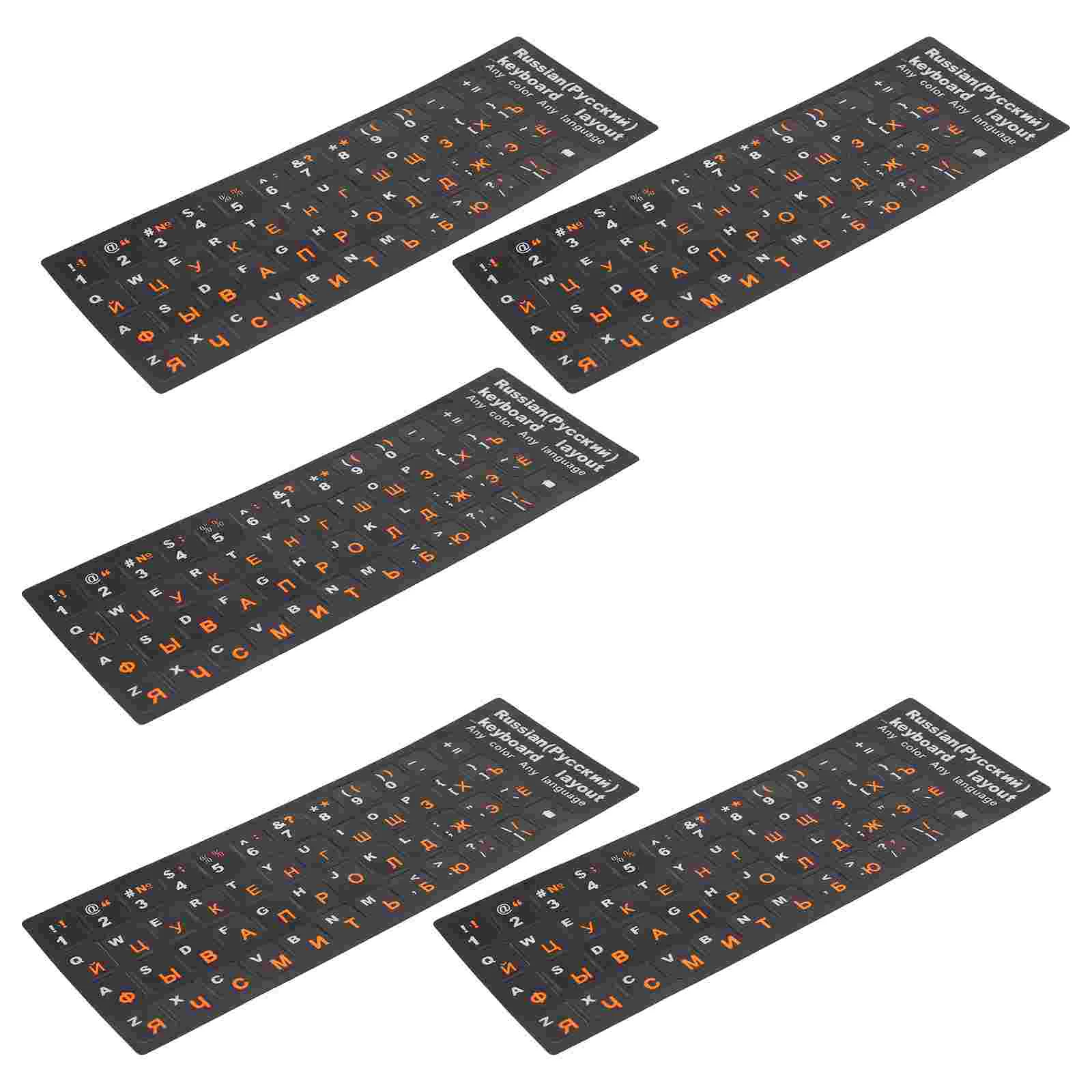 5 Sheets Keyboard Film Computer Replacement Stickers Desktop Letters Russian Decals Labels