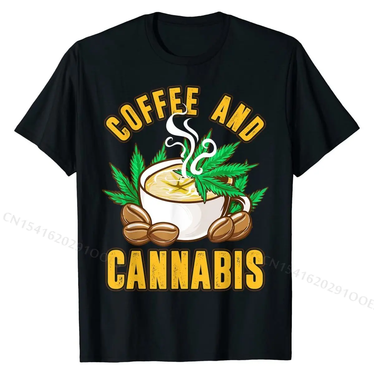 Coffee And Cannabis  Weed Humor Sayings Funny Quote T-Shirt Cotton Tops Shirts for Men Design Tshirts Custom Hot Sale