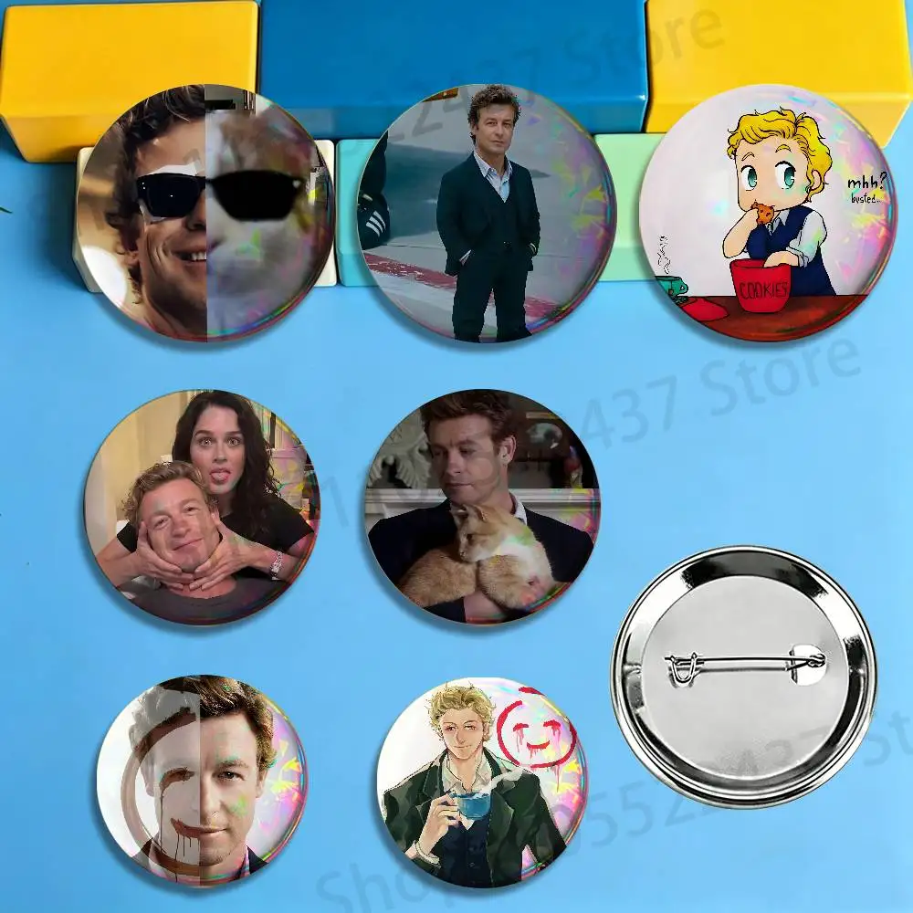P-Patrick Jane Round Pins Cartoon Brooches Stylish Ornament Badge for Backpack Accessorys Gifts