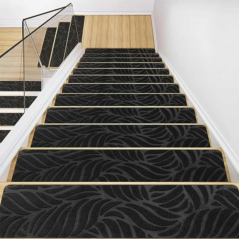 15PCS Self-Adhesive Anti-Slip Step Pad 76x20cm Brushed Embossed Carpet Stairs Treads Carpet Living Room Stairs Steps Tread Mats