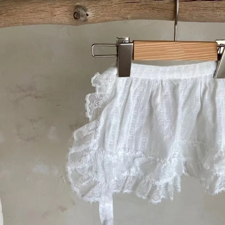 2026 Sommer Baby Mädchen Rock Süßer Spitzen-Rüschen-Schürzenrock aus Baumwolle für Kleinkinder, einfarbig, vielseitig kombinierbar, Tutu, Schnürrock für Säuglinge – Detail 2