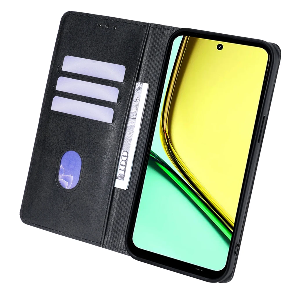 Business Leather Flip Phone Case for Realme C67 C55 C53 C35 C33 C31 C30 C21Y C25Y C21 C20 Magnetic Wallet Case Cover Stand