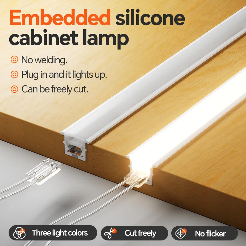 

24V Neon LED Strip Light 2PIN Dupont Connector Cuttable 3-Color Optional Flexible for Kitchen Cabinet Closet Shelf Backlight