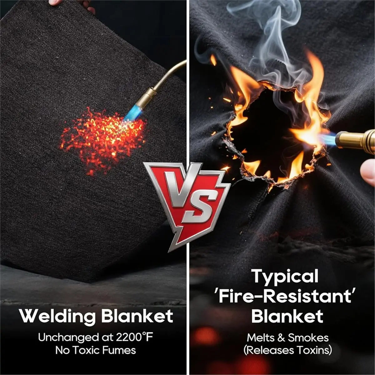2 Pack Welding Blanket 12x12 Inch, High Temp Resistants Carbon Felt Pad, 5mm Thick Heat Shield Fabric Withstands 2200℉