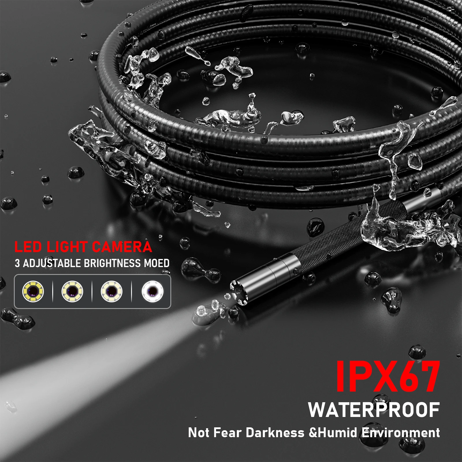 กล้องส่องตรวจแบบข้อต่อหมุนได้ 360 องศา °   กล้องส่องตรวจภายในแบบมีข้อต่อพร้อมไฟ LED 6 ดวงสำหรับ Android/IOS