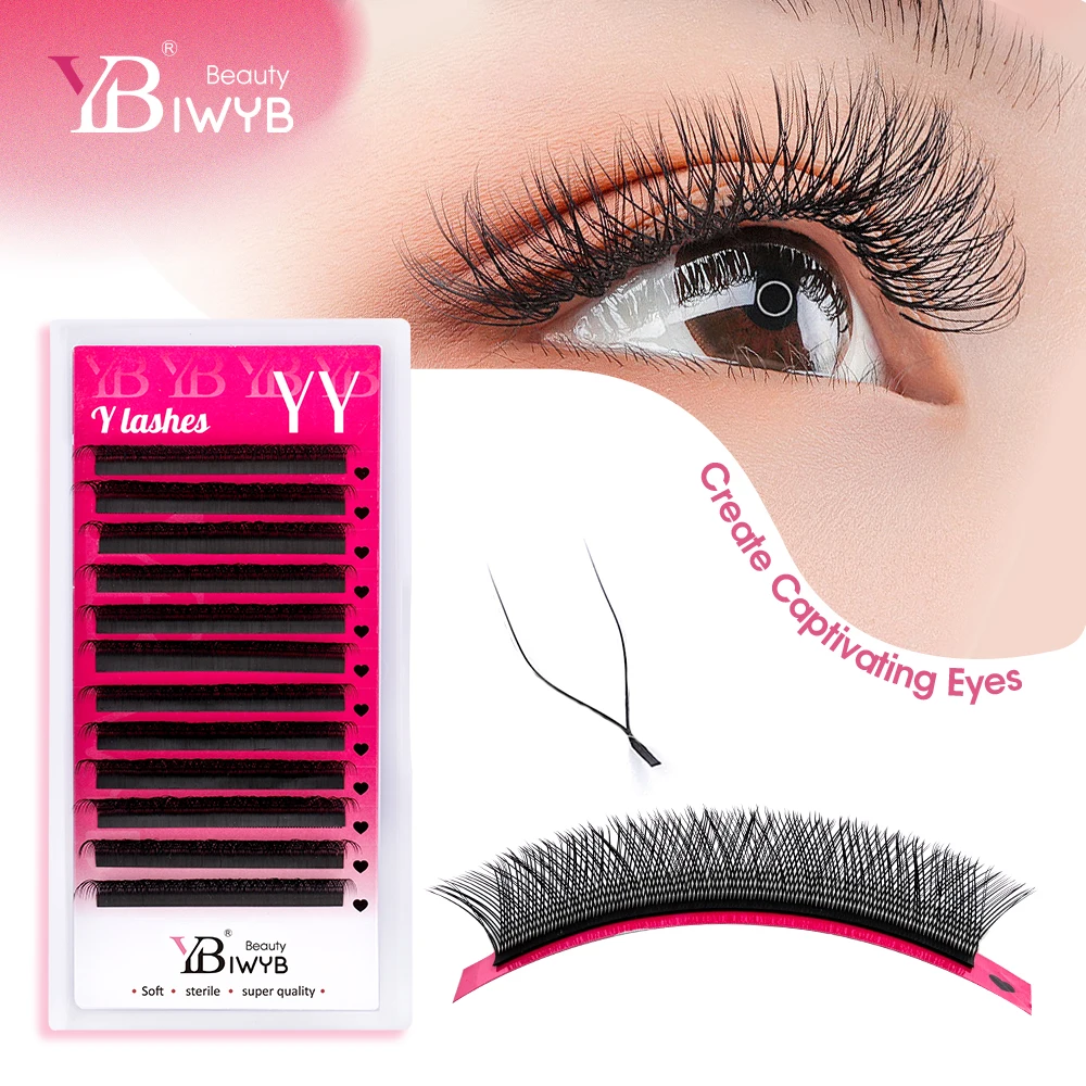 IWYB1D/2D/3D YY-Shaped Lashes Eyelash Extension Brazilian Volume D/L/LU Curl 0.07mm  Fox Eyelashes