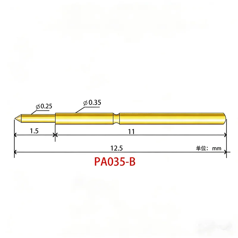 20PCS/box PA035-B/J/F Spring Test Probe Outer Diameter 0.35mm Length 12.5mm PCB Pogo Pin