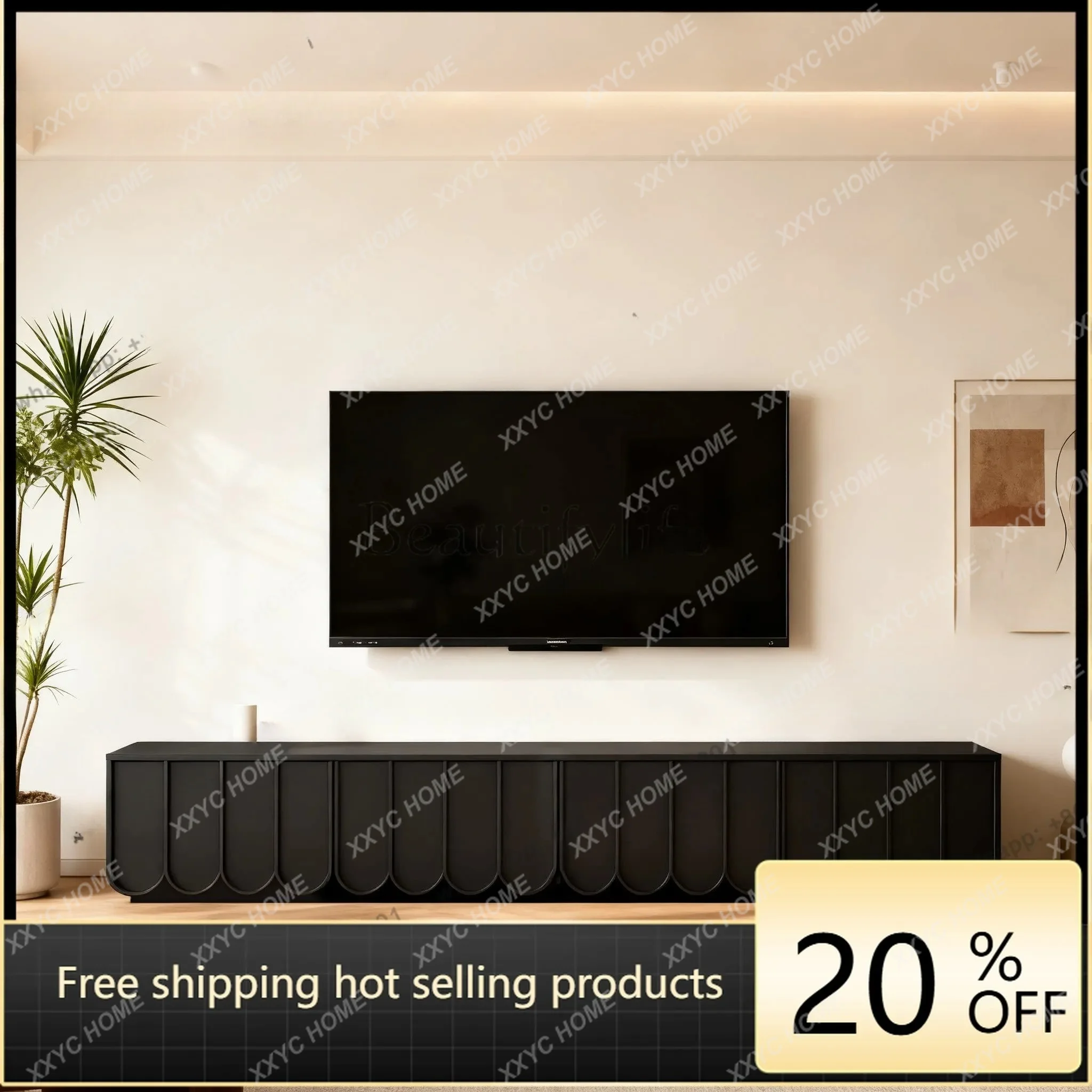 XX retro TV cabinet light luxury simple living room black floor cabinetFactory Direct