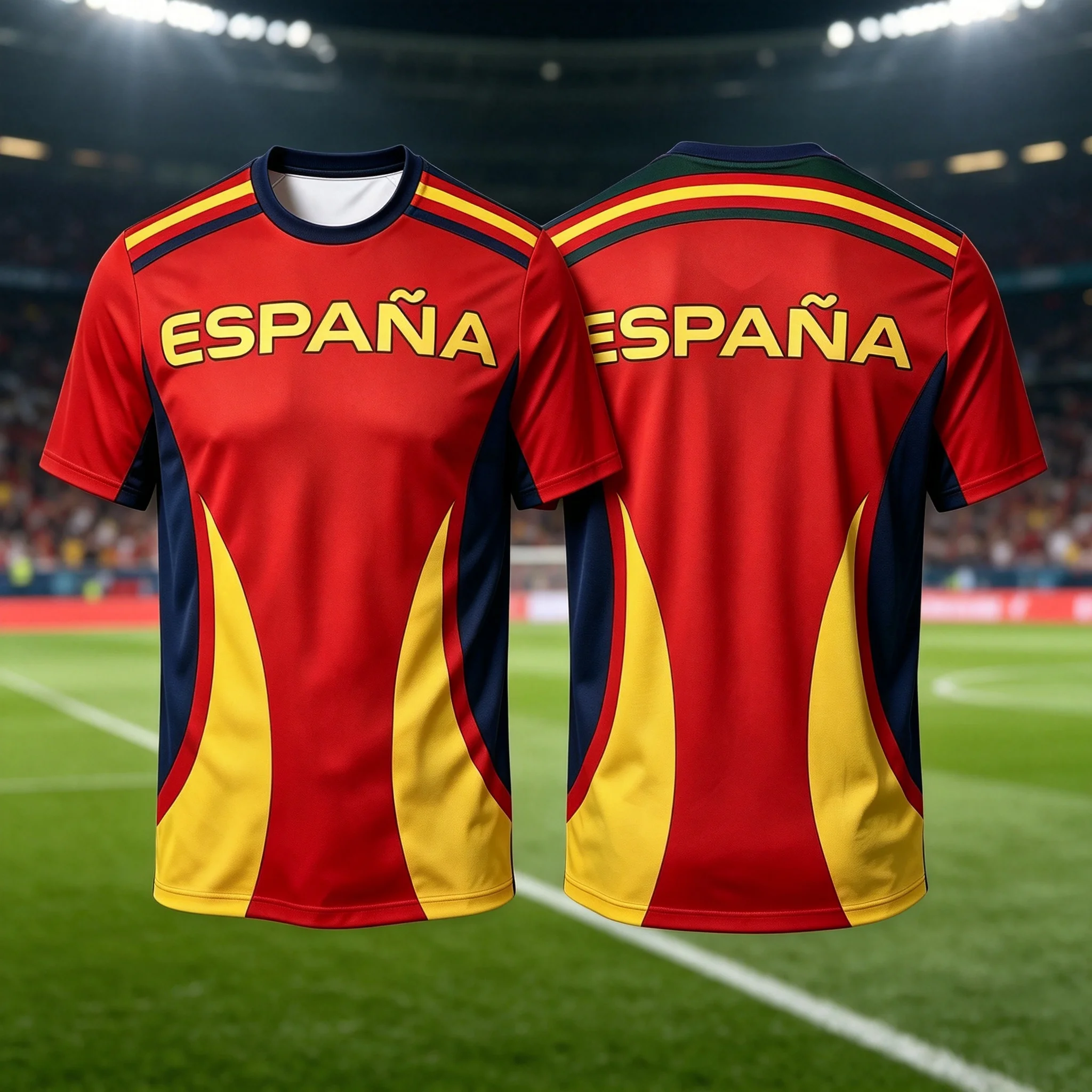 ESPANA Letter Print Spain Football Fan Jersey, Multi‑color Unisex Quick‑dry Top For Outdoor Soccer Training And Match Cheering