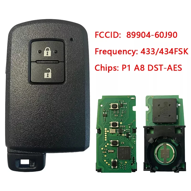 

CN007163 Aftermarket Smart Key 2 Button Remote BH1EW P1 A8 DST-AES Chip 433MHz 89904-60J90 Keyless Go For Toyota Land Cruiser