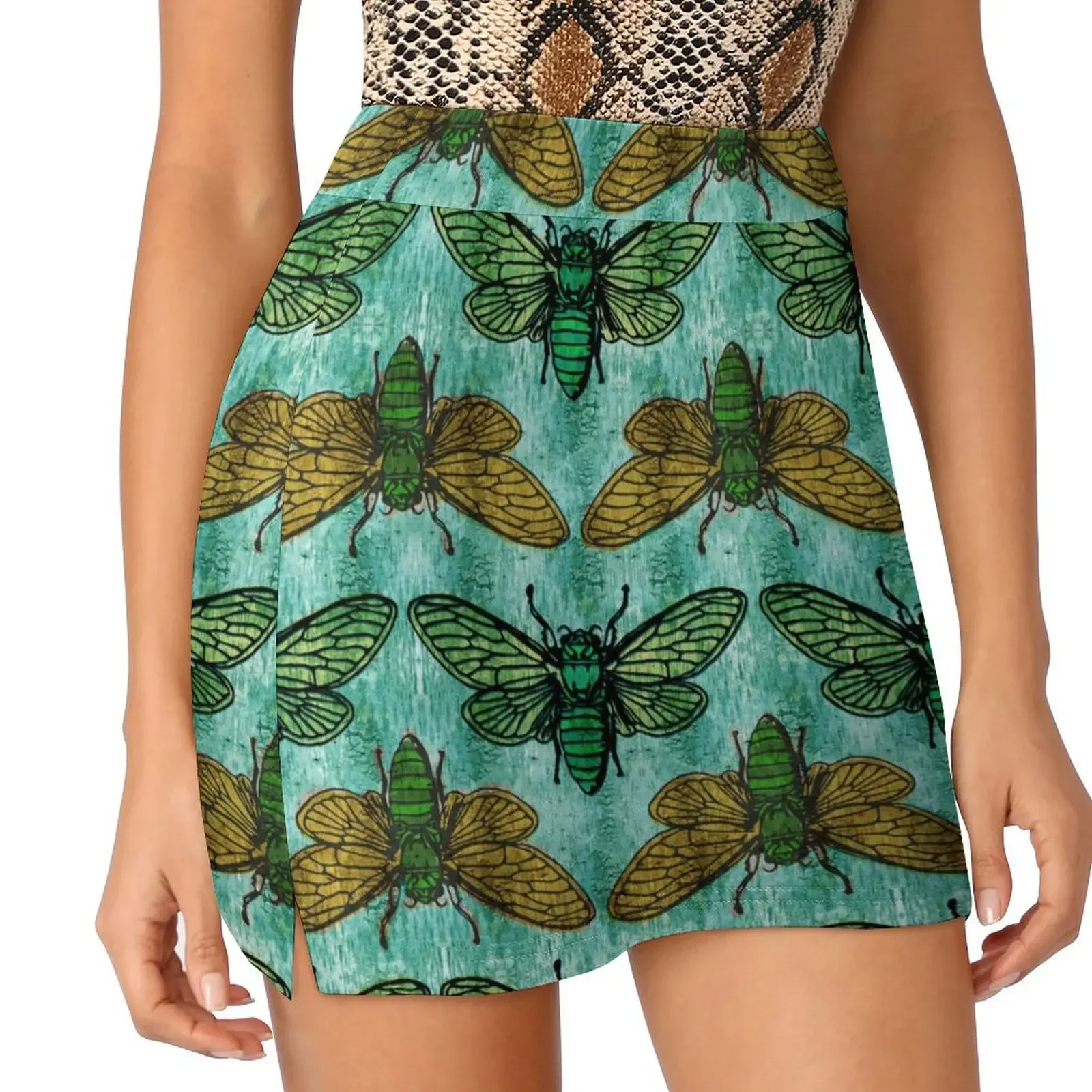 

Cicada Invasion Insect Pattern Mini Skirt luxury women skirts cosplay