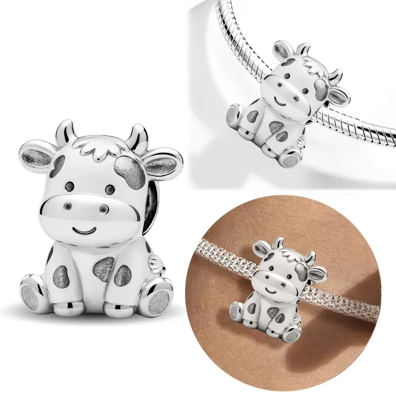 925 Silberbeschichtete Tier-Serie: Kleiner Löwe und Schmetterling Charms-Perlen für Original-Armbänder, Hochwertige DIY-Schmuckstücke