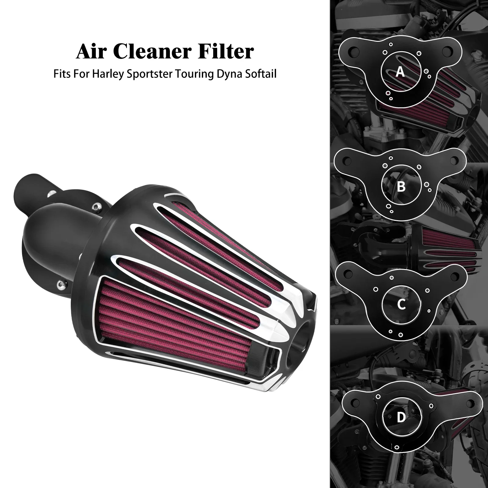 Motorcycle Air Cleaner Filter Intake Kit Aluminum For Harley Sportster XL 883 Softail Breakout Dyna Touring Electra Street Glide