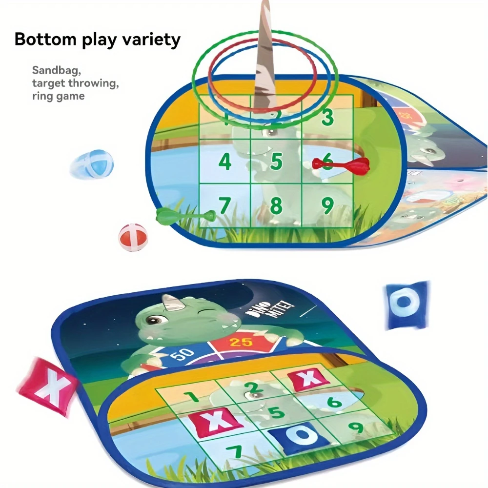 Opvouwbare Werpspelset-Cartoon Binnen/Buiten Spelen Met Kleverige Ballen Die Ringen Gooien, Educatief Speelgoed Voor Kindersportballen