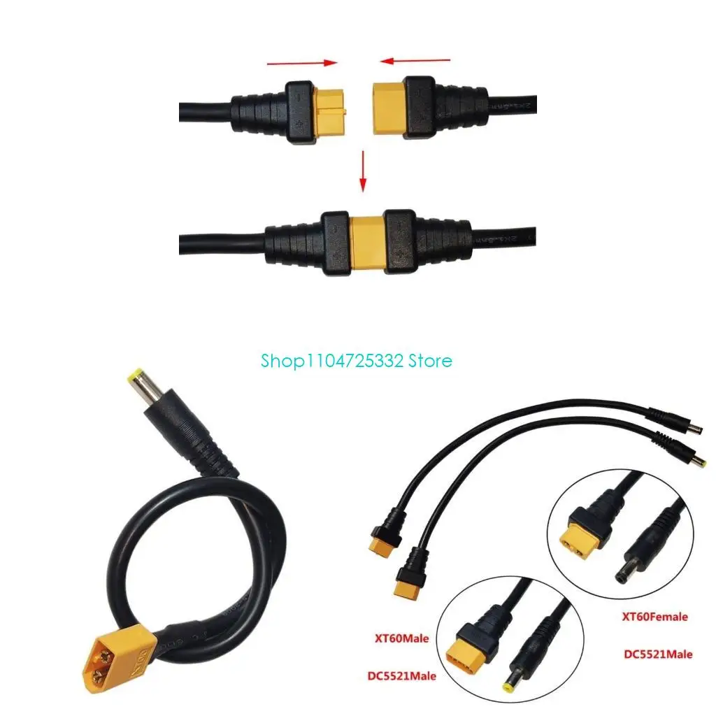 

P5EA 30cm DC5521 to XT60 Connector Cable Male XT60 Connector To DC5525 5521 for Power Supply Extension