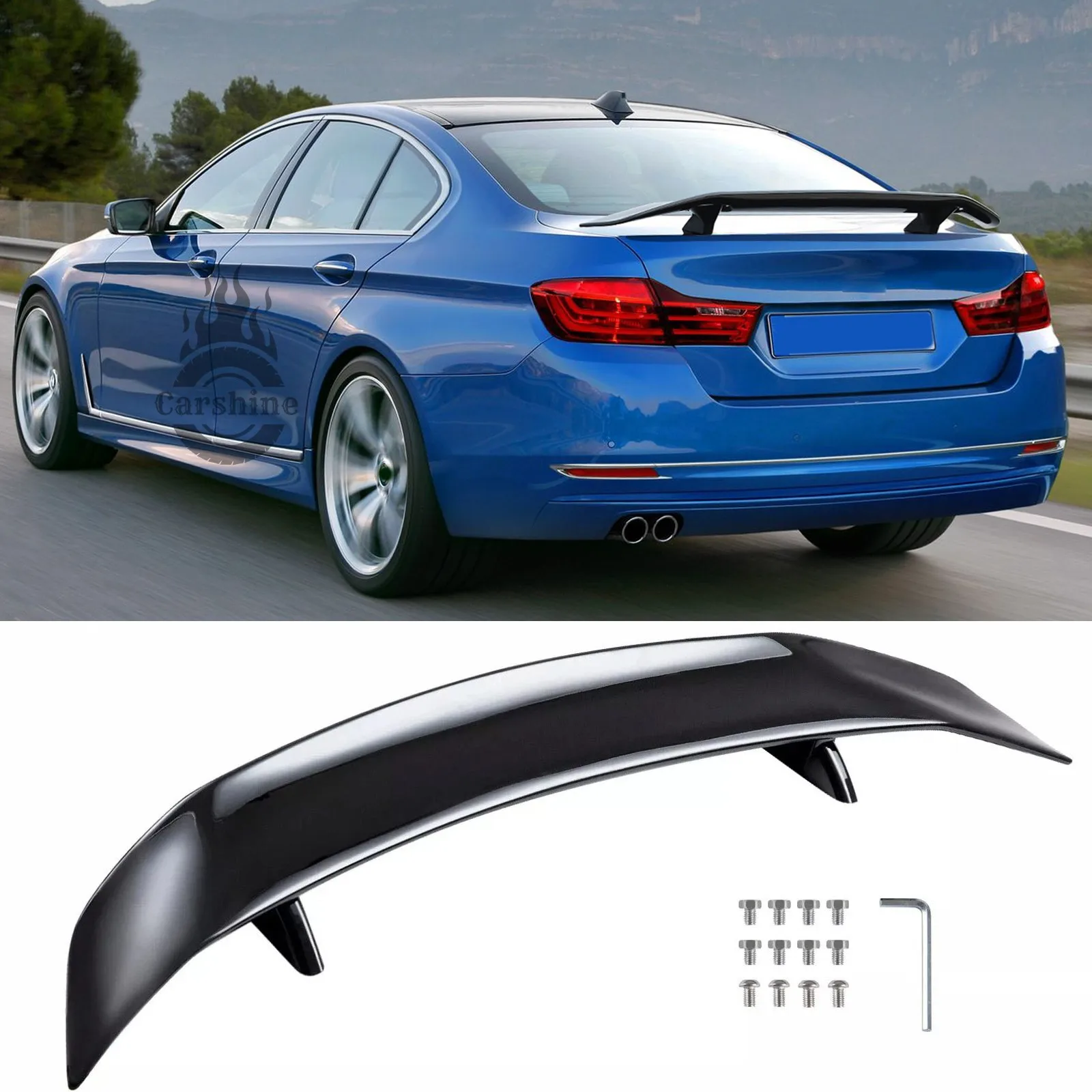 

47-дюймовый задний спойлер Racing GT Wing, глянцевый черный, для BMW 5 серии 2017 года