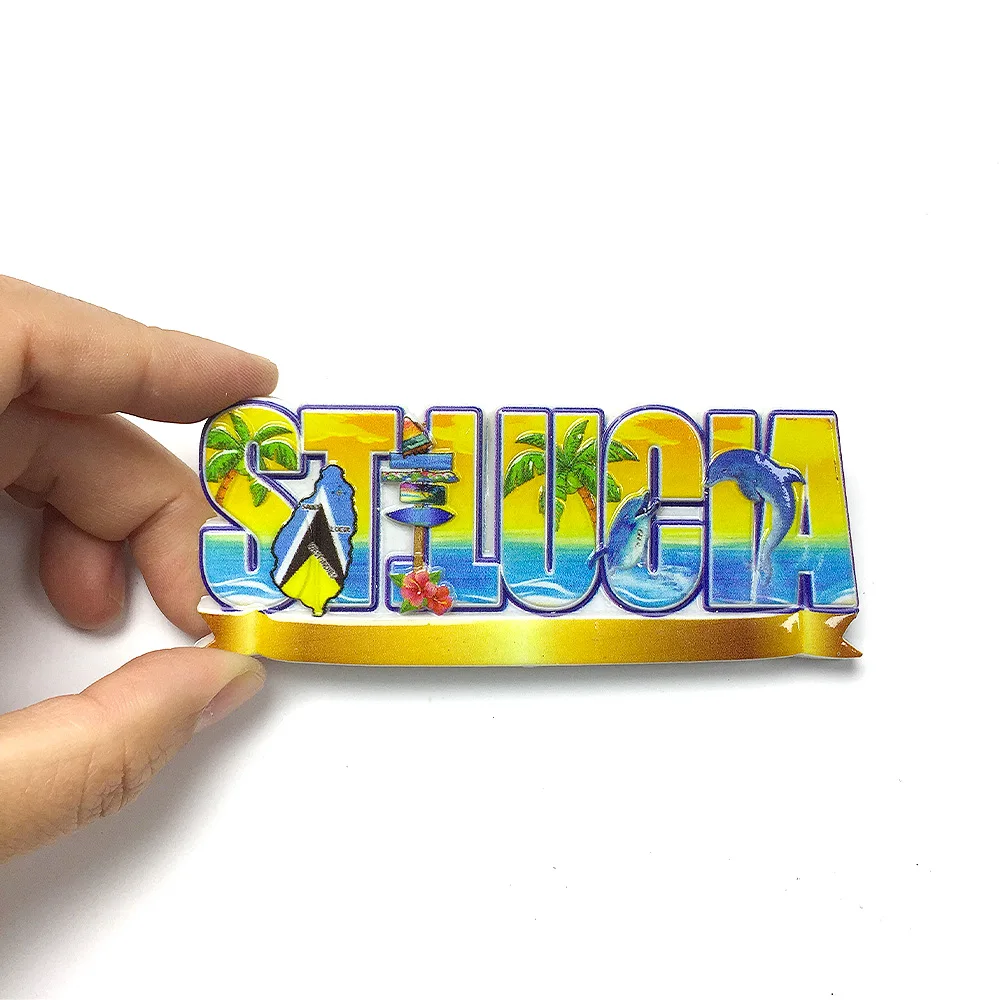 

St. Lucia 3D Resin Fridge Magnets - Cute Decorative Refrigerator Magnets - Strong Magnets for Room & Home Decor