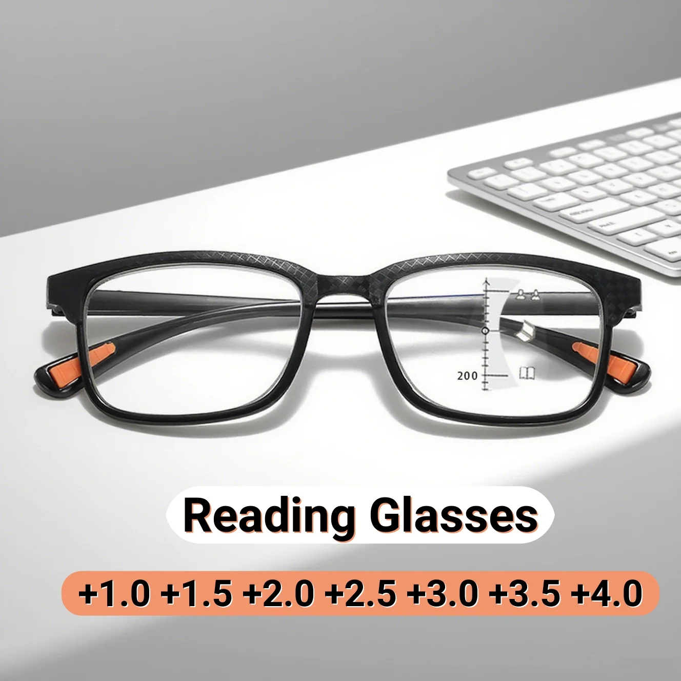 

2025 New Fashion Classic Square Progressive Multifocus Women's Reading Glasses Ultra Light Neutral Anti Blue Light Glasses