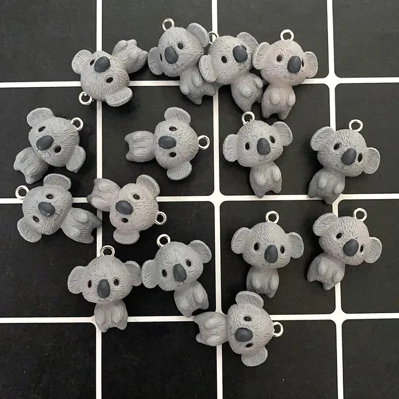 6Pcs Mini Animal Resin Pendants Kawaii 3D Gray Koala Charms Handmade DIY Accessories For Earring Keychain Making view 6