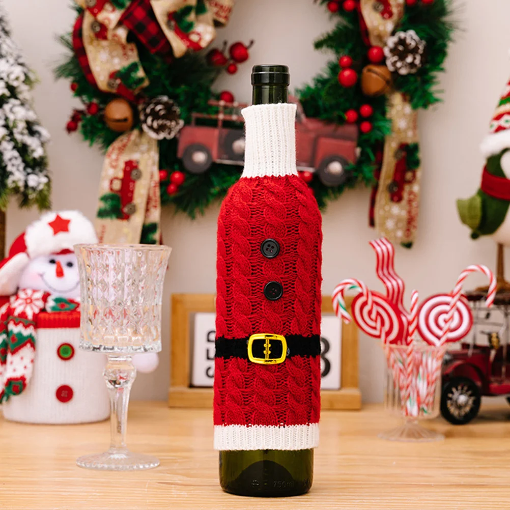 

2Pcs Adorable Christmas Wine Bottle Clothes Decor Festive Fun Easy to Store Versatile Standard Size Party Supplies