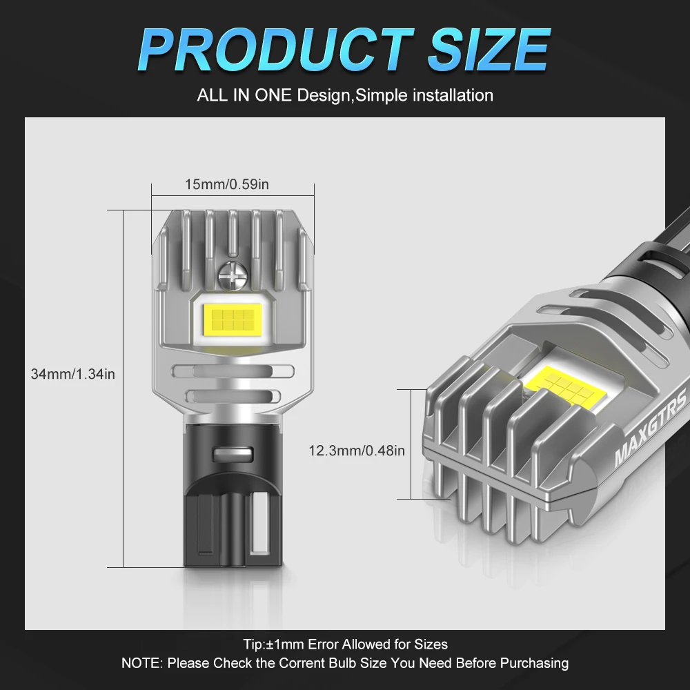 2x 2000LM Canbus T15 T16 LED Rückfahrscheinwerfer W16W Auto Back Up Hinten Blinker Lampe 912 921 Weiß Rot Gelb Bernstein Super Helle