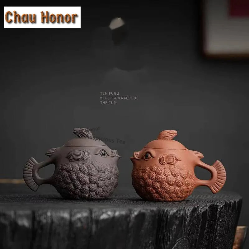 

250ml Tradition Raw Ore Mud Filter Teapot Master Handmade Puffer Fish Purple Clay Tea Pot Tea Accessories Chinese Zisha Tea Set
