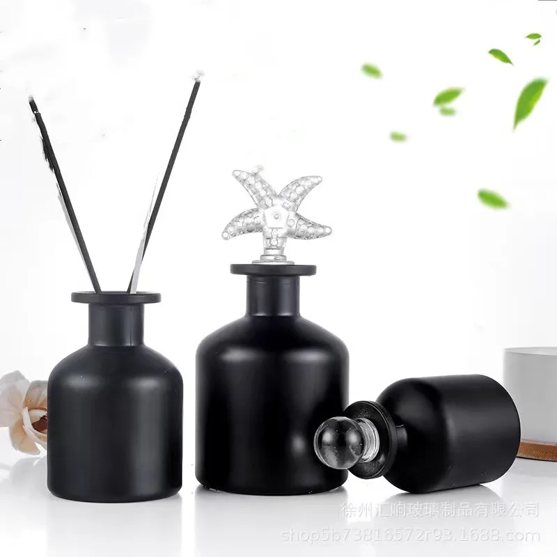

1PCS 50/150/200ML Home Decor Black Aromatherapy Glass Bottles Rattan Sticks Dried Flowers Perfume Volatile Empty Bottle
