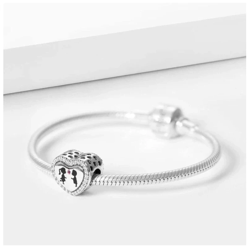 Fit Original Pandora Charm bracciale 925 Sterling silver Wedding love you and my heart wife ciondolo Charm Beads gioielli da donna fai da te