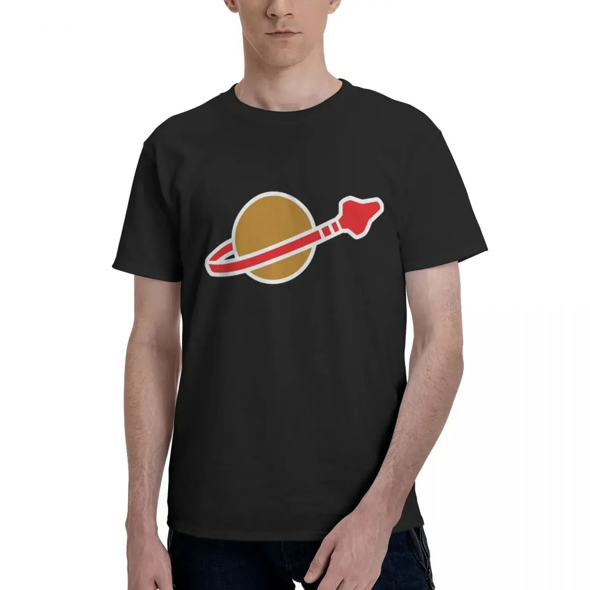 2026 New Classic Space Logo 100% Cotton T-shirt Male Classic T Shirts Men Round Neck Short Sleeve