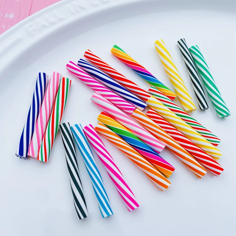 10pcs Newest Hot Selling kawaii Miniature Clay Candy Cane, for Crafts Making, Scrapbooking DIY