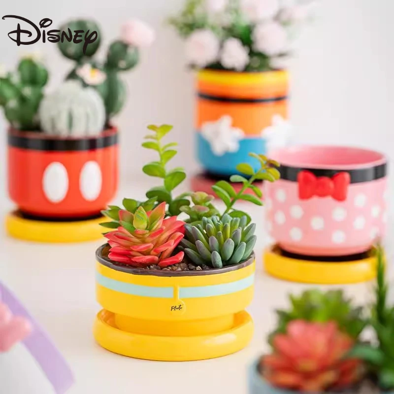 ديزني ميكي ميني أصيص زهور سيراميك Kawaii ميني ماوس الكرتون أنيمي زخرفة مكتب الديكور المفروشات المنزلية هدية