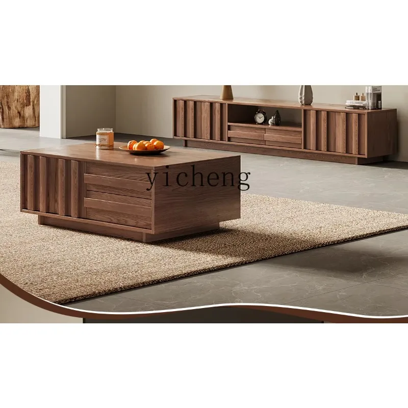 GZ Solid Wood TV Cabinet Storage Locker Integrated Cabinet Against The Wall Living Room Household Coffee Table view 5