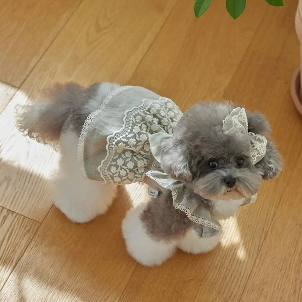 

Pet Supplies Cotton Dog Vest Lace Flying Sleeve Cat Princess Skirt Breathable Soft Pet Dress Small Animal