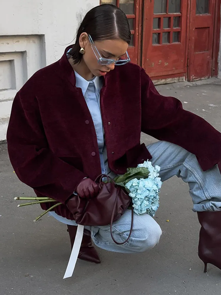 سترة قصيرة غير رسمية للنساء بياقة أنيقة عصرية وسترات فضفاضة واحدة الصدر للخريف ملابس خارجية للتنقل اليومي في الشارع #4