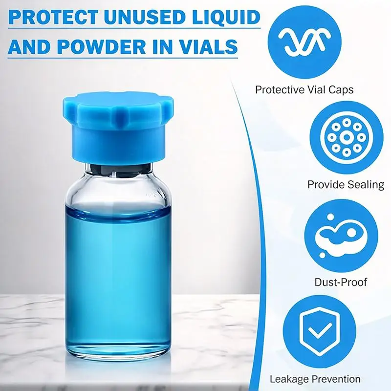 8Pcs/Set Silicone Peptide Vial Protective Caps, Reusable Dust-Resistant Lids for Insulin Bottles