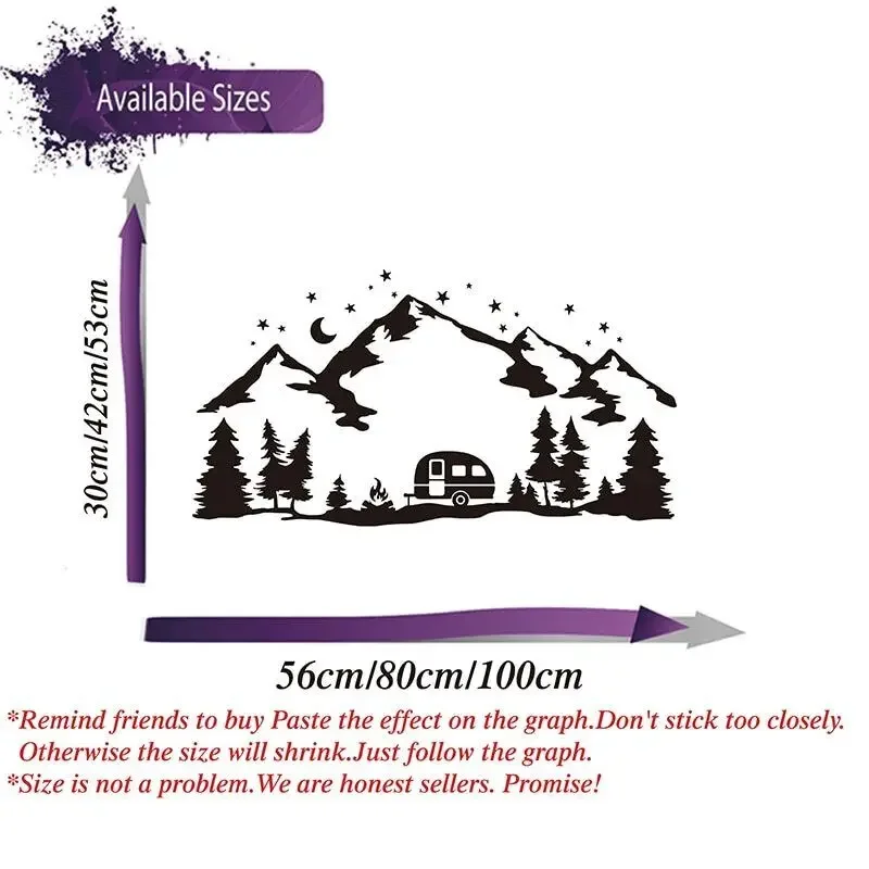 Camper Rv Mountain Forest Pine Tree Wall Decal Bedroom Camping 4x4 Offroad SUV Motorhome Landscape Wall Sticker Vinyl Decor